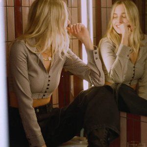 HOUNDSTOOTH POLO CROP TOP